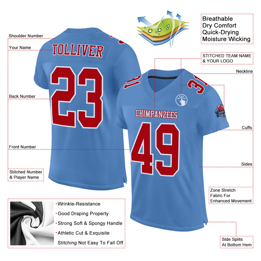 Red White and Blue Sublimated Custom Football Uniforms