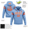 Custom Stitched Light Blue Orange-White Football Pullover Sweatshirt Hoodie