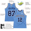 Custom Light Blue Navy-White Authentic Throwback Basketball Jersey