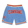 Custom Light Blue Red-Cream Authentic Throwback Basketball Shorts