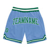 Custom Light Blue Kelly Green-White Authentic Throwback Basketball Shorts