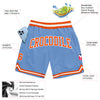 Custom Light Blue Orange-White Authentic Throwback Basketball Shorts