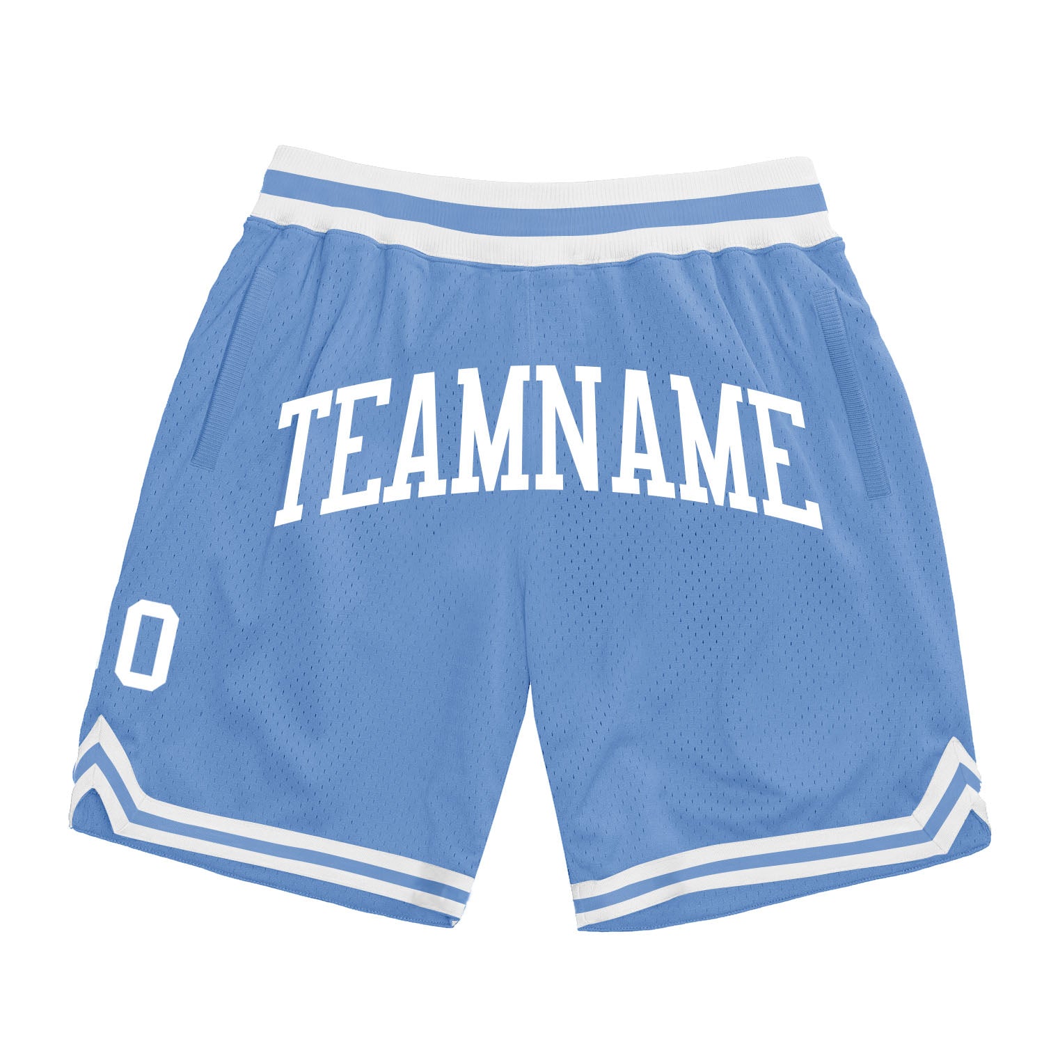 Custom Light Blue Basketball Shorts White Authentic Throwback - FansIdea