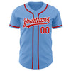 Custom Light Blue Red-White Authentic Baseball Jersey