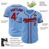 Custom Light Blue Red-Black Authentic Baseball Jersey