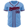 Custom Light Blue Navy-Red Authentic Baseball Jersey