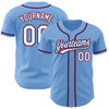 Custom Light Blue White Royal-Red Authentic Baseball Jersey