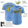 Custom Light Blue Gold-Navy Authentic Baseball Jersey