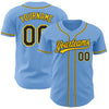 Custom Light Blue Black-Gold Authentic Baseball Jersey