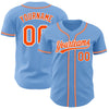 Custom Light Blue Orange-White Authentic Baseball Jersey