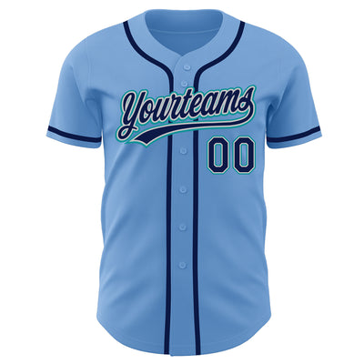 Custom Light Blue Navy Gray-Teal Authentic Baseball Jersey