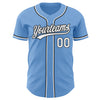 Custom Light Blue White-Black Authentic Baseball Jersey