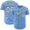 Custom Light Blue White-Black Authentic Baseball Jersey