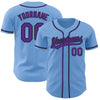 Custom Light Blue Purple-Black Authentic Baseball Jersey