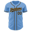 Custom Light Blue Black-Old Gold Authentic Baseball Jersey