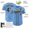 Custom Light Blue Black-Old Gold Authentic Baseball Jersey