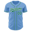 Custom Light Blue Kelly Green-White Authentic Baseball Jersey