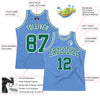 Custom Light Blue Kelly Green-White Authentic Throwback Basketball Jersey