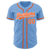 Custom Light Blue White Pinstripe Orange Authentic Baseball Jersey