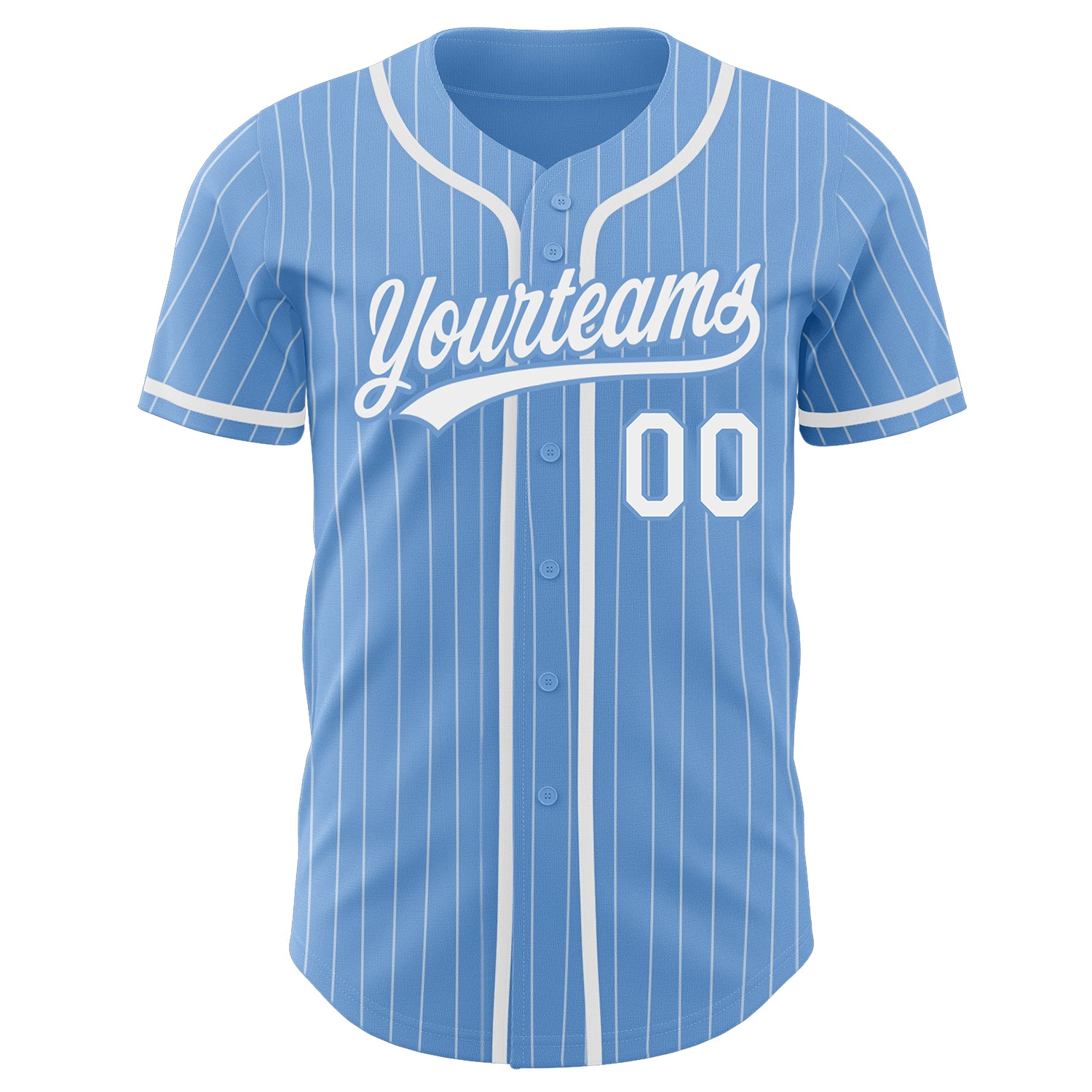 Custom Light Blue White Pinstripe White Authentic Baseball Jersey