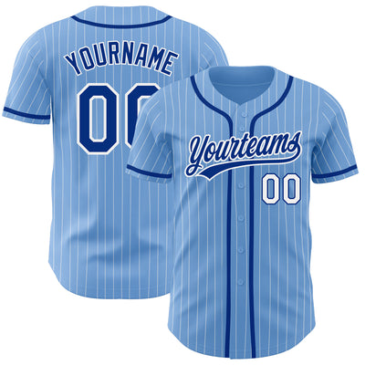 Custom Light Blue White Pinstripe Royal Authentic Baseball Jersey