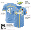 Custom Light Blue White Pinstripe White-Gold Authentic Baseball Jersey