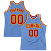 Custom Light Blue Red Pinstripe Red-Gold Authentic Basketball Jersey