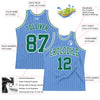 Custom Light Blue White Pinstripe Kelly Green Authentic Basketball Jersey