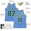 Custom Light Blue White Pinstripe Green Authentic Basketball Jersey