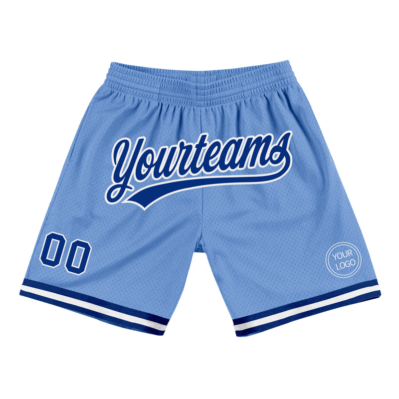 Custom Light Blue Basketball Shorts Royal-White Authentic Throwback ...