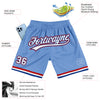 Custom Light Blue White Royal-Red Authentic Throwback Basketball Shorts