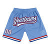 Custom Light Blue White Royal-Red Authentic Throwback Basketball Shorts