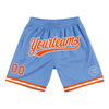 Custom Light Blue Orange-White Authentic Throwback Basketball Shorts