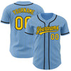 Custom Light Blue Yellow Pinstripe Black Authentic Baseball Jersey