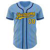 Custom Light Blue Yellow Pinstripe Navy Authentic Baseball Jersey