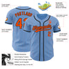 Custom Light Blue Orange Pinstripe Black Authentic Baseball Jersey