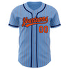 Custom Light Blue Orange Pinstripe Navy Authentic Baseball Jersey