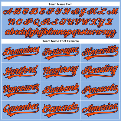 Custom Light Blue Orange Pinstripe Navy Authentic Baseball Jersey