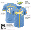 Custom Light Blue White Pinstripe Yellow Authentic Baseball Jersey