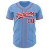 Custom Light Blue White Pinstripe Red Authentic Baseball Jersey