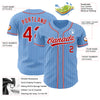 Custom Light Blue White Pinstripe Red Authentic Baseball Jersey