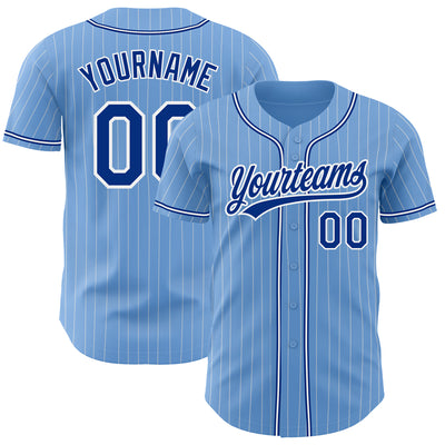 Custom Light Blue White Pinstripe Royal Authentic Baseball Jersey