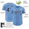 Custom Light Blue White Pinstripe Navy Authentic Baseball Jersey