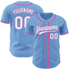 Custom Light Blue White Pinstripe Pink Authentic Baseball Jersey