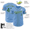 Custom Light Blue White Pinstripe Green Authentic Baseball Jersey