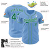 Custom Light Blue White Pinstripe Kelly Green Authentic Baseball Jersey