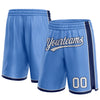 Custom Light Blue White-Navy Authentic Basketball Shorts