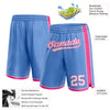 Custom Light Blue White-Pink Authentic Basketball Shorts