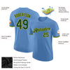 Custom Light Blue Green-Yellow Performance T-Shirt