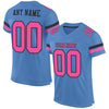 Custom Light Blue Pink-Black Mesh Authentic Football Jersey